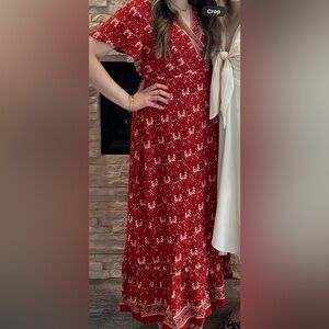 Boho Red Wrap Dress 🌹 size L